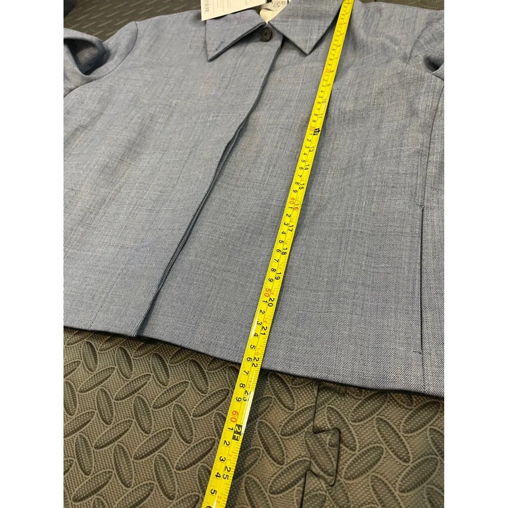 NWT MM LaFleur Nicky 1.0 Jacket Women L Indigo White Sharkskin Cropped Blazer - Picture 9 of 13